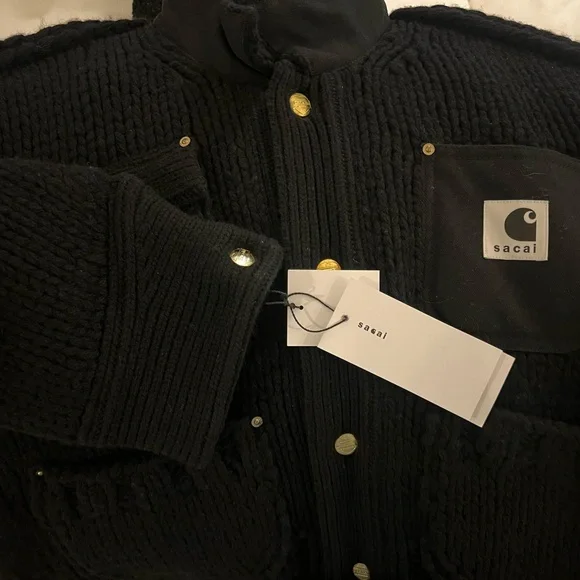 NWT - SACAI + Carhartt WIP cropped canvas-trimmed ribbed